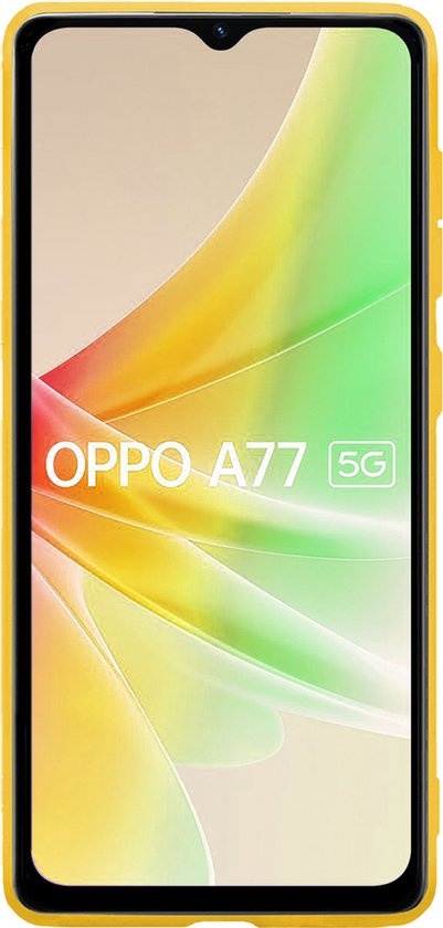 OPPO A77 Hoesje Siliconen Case Back Cover Met Screenprotector - OPPO A77 Hoes Cover Silicone - Geel