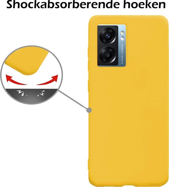 Nomfy Hoesje Geschikt voor OPPO A77 Hoesje Siliconen Cover Case Met Screenprotector - Hoes Geschikt voor OPPO A77 Hoes Back Case - Geel