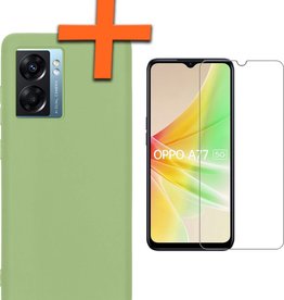 Nomfy OPPO A77 Hoesje Siliconen Met Screenprotector - Groen