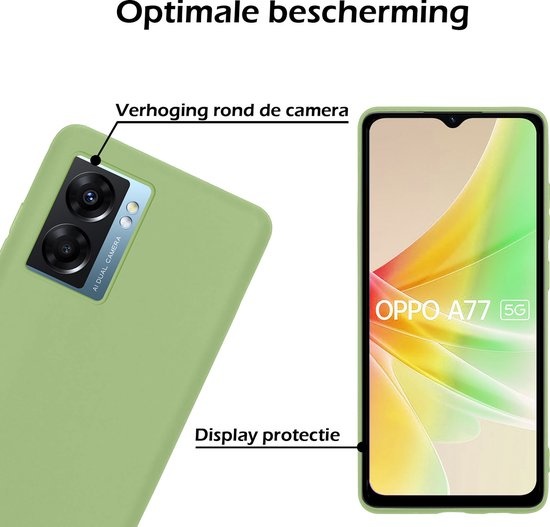 Nomfy Hoesje Geschikt voor OPPO A77 Hoesje Siliconen Cover Case Met Screenprotector - Hoes Geschikt voor OPPO A77 Hoes Back Case - Groen
