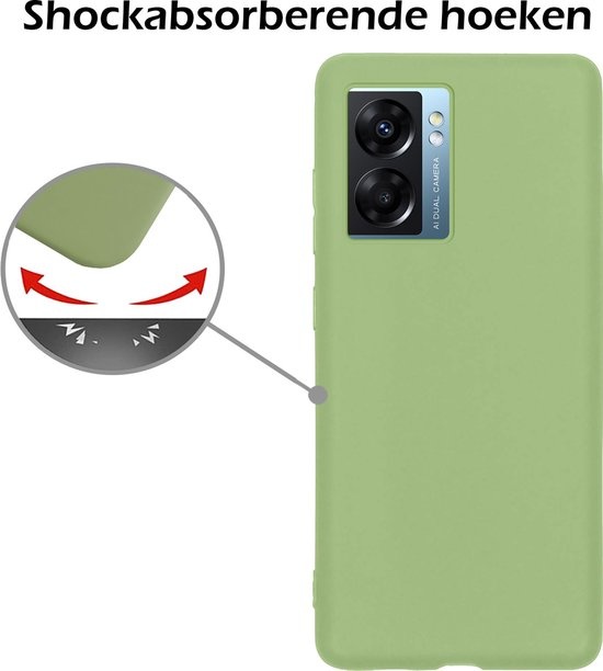 Nomfy Hoesje Geschikt voor OPPO A77 Hoesje Siliconen Cover Case Met Screenprotector - Hoes Geschikt voor OPPO A77 Hoes Back Case - Groen