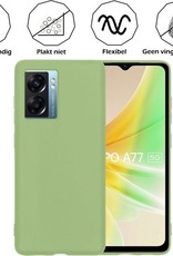 OPPO A77 Hoesje Siliconen Case Back Cover Met Screenprotector - OPPO A77 Hoes Cover Silicone - Groen