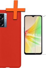 Nomfy Hoesje Geschikt voor OPPO A77 Hoesje Siliconen Cover Case Met Screenprotector - Hoes Geschikt voor OPPO A77 Hoes Back Case - Rood