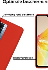 Nomfy Hoesje Geschikt voor OPPO A77 Hoesje Siliconen Cover Case Met Screenprotector - Hoes Geschikt voor OPPO A77 Hoes Back Case - Rood