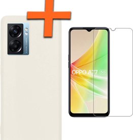 Nomfy OPPO A77 Hoesje Siliconen Met Screenprotector - Wit