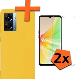 Nomfy Nomfy OPPO A77 Hoesje Siliconen Met 2x Screenprotector - Geel