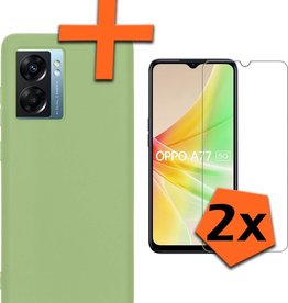 Nomfy Nomfy OPPO A77 Hoesje Siliconen Met 2x Screenprotector - Groen