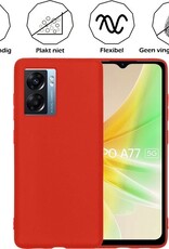 OPPO A77 Hoesje Siliconen Case Back Cover Met 2x Screenprotector - OPPO A77 Hoes Cover Silicone - Rood