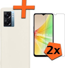 Nomfy OPPO A77 Hoesje Siliconen Met 2x Screenprotector - Wit