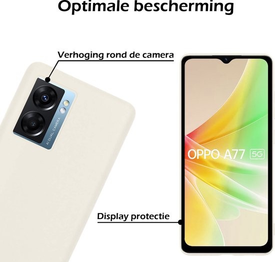 OPPO A77 Hoesje Siliconen Case Back Cover Met 2x Screenprotector - OPPO A77 Hoes Cover Silicone - Wit