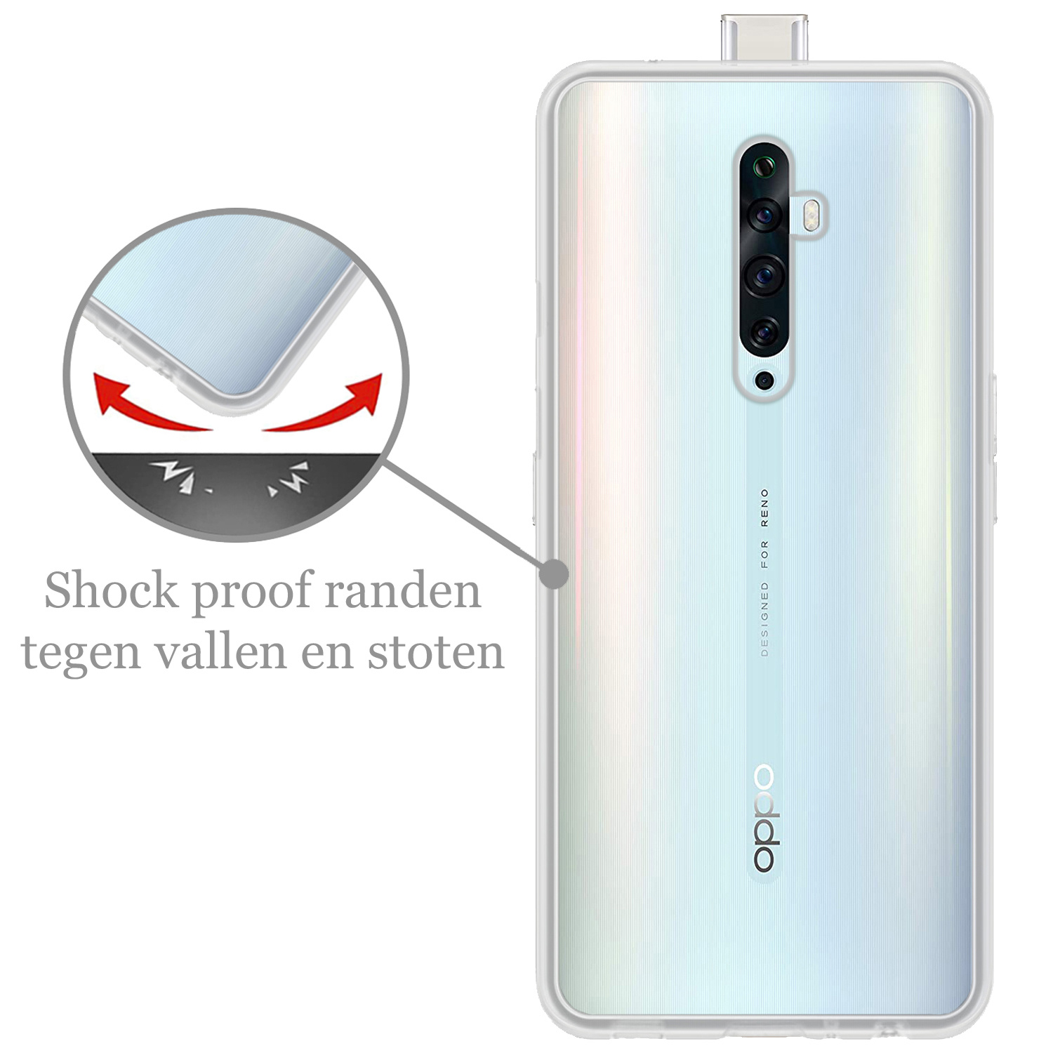 Nomfy Hoesje Geschikt voor OPPO Reno 2Z Hoesje Siliconen Cover Case - Hoes Geschikt voor OPPO Reno 2Z Hoes Back Case - Transparant