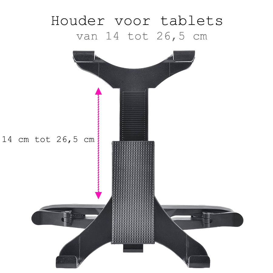 BASEY. Universele Tablet Houder Auto Verstelbaar - Tablethouder Auto 360 Graden - Zwart