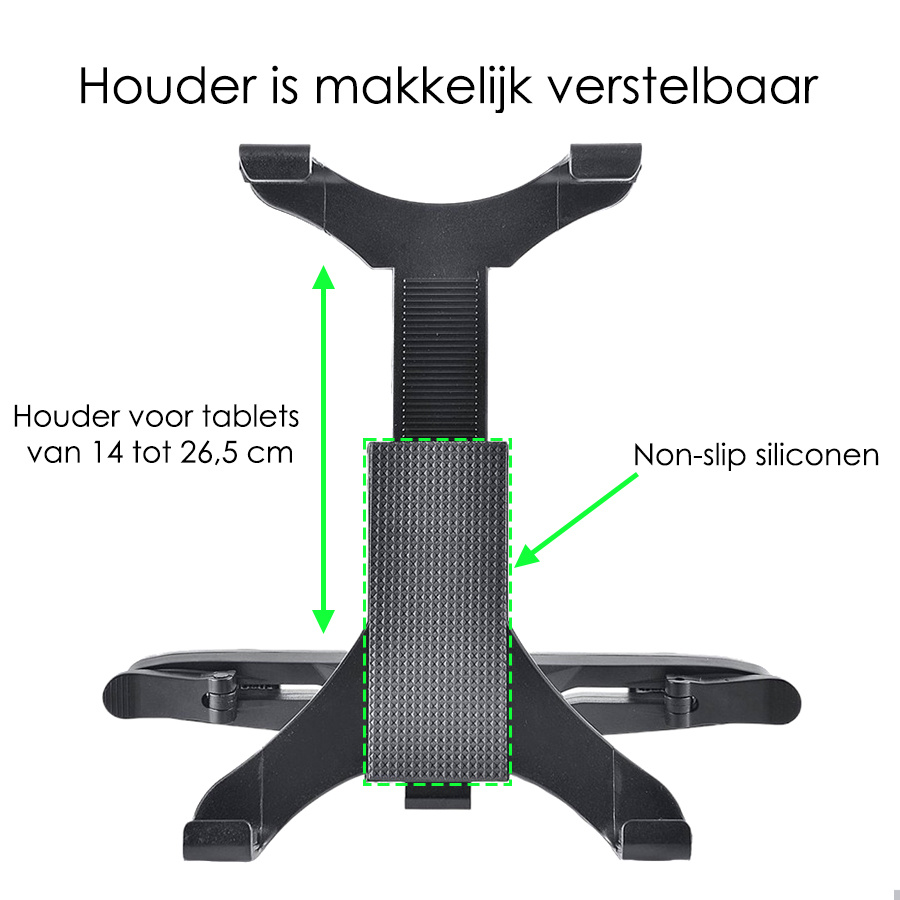 NoXx Stevige Tablet Houder Auto Hoofdsteun - Ergonomisch Verstelbare Tablethouder - Zwart