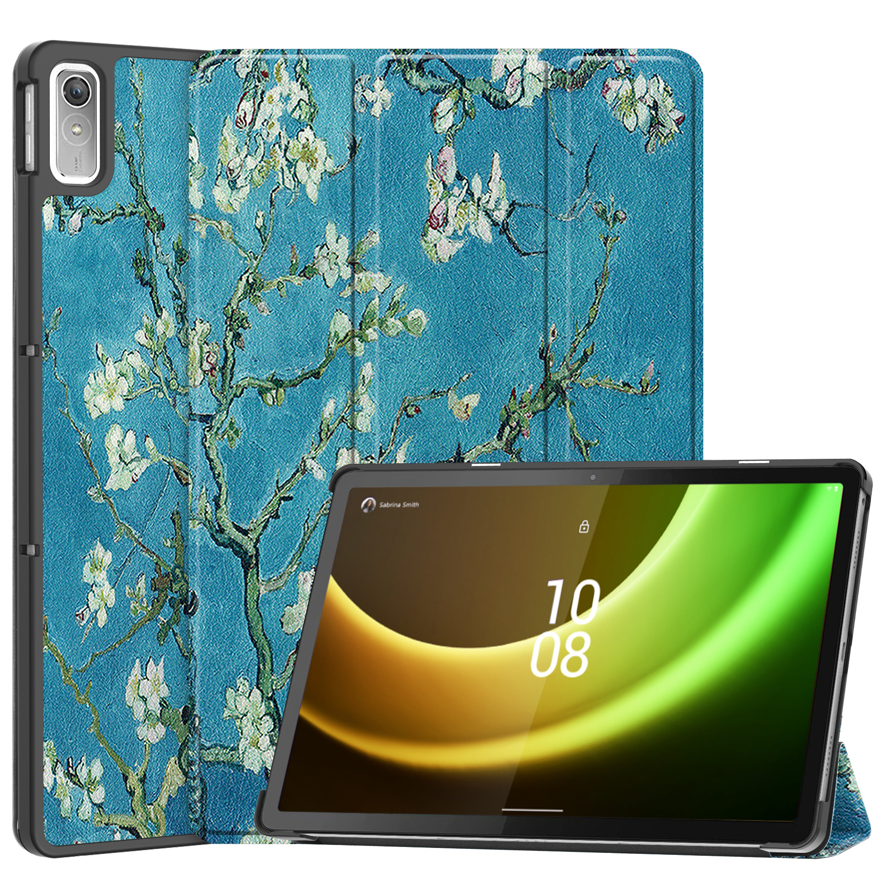 BASEY. Hoesje Geschikt voor Lenovo Tab P11 (2e Gen) Hoes Case Tablet Hoesje Tri-fold - Hoes Geschikt voor Lenovo Tab P11 (2nd Gen) Hoesje Hard Cover Bookcase Hoes - Bloesem
