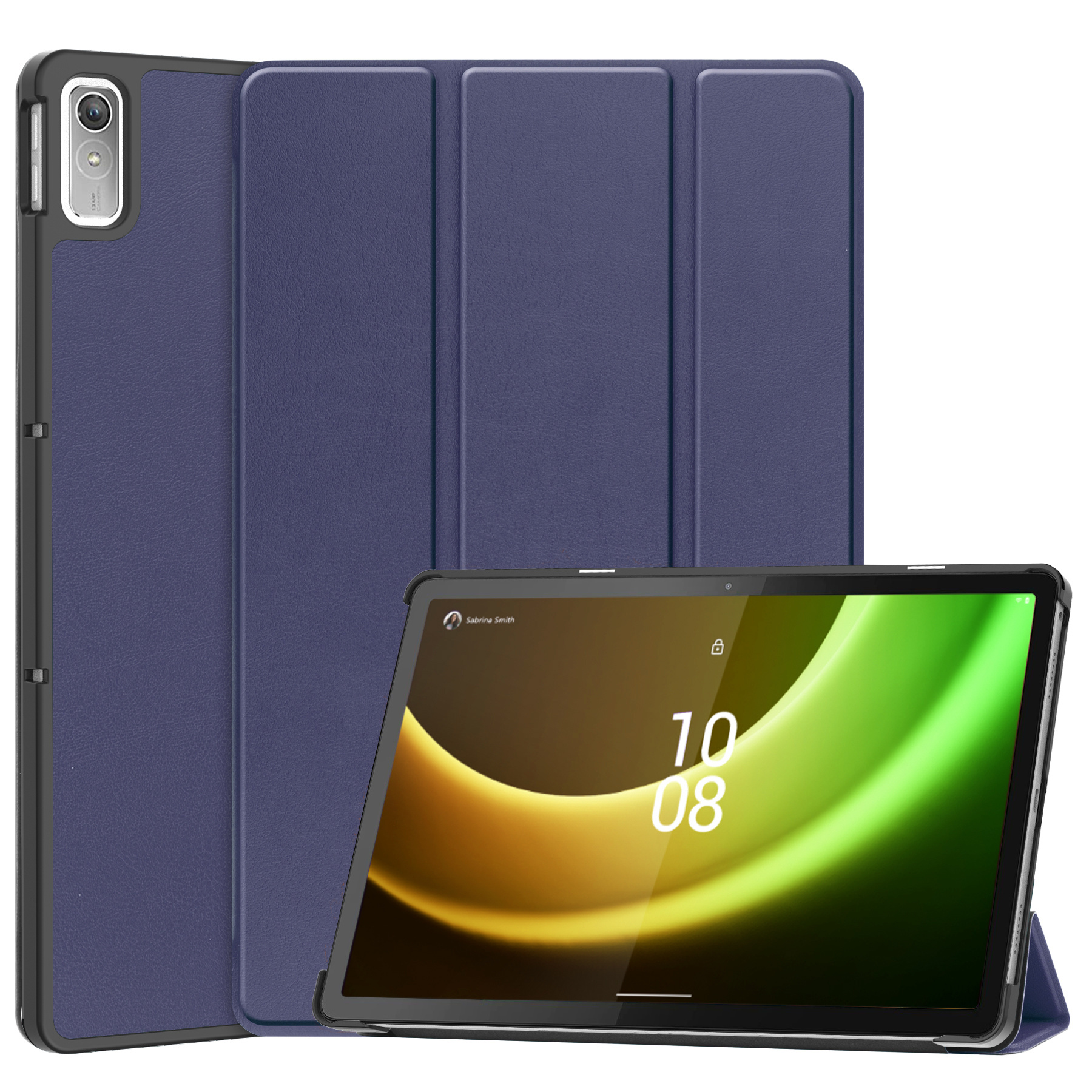 BASEY. Hoesje Geschikt voor Lenovo Tab P11 (2e Gen) Hoes Case Tablet Hoesje Tri-fold - Hoes Geschikt voor Lenovo Tab P11 (2nd Gen) Hoesje Hard Cover Bookcase Hoes - Donkerblauw