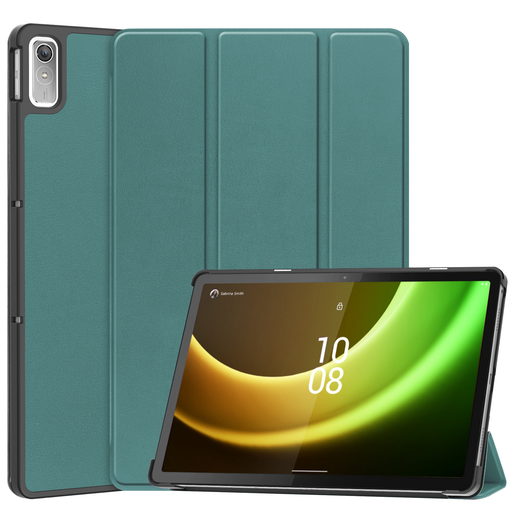 BASEY. Hoesje Geschikt voor Lenovo Tab P11 (2e Gen) Hoes Case Tablet Hoesje Tri-fold - Hoes Geschikt voor Lenovo Tab P11 (2nd Gen) Hoesje Hard Cover Bookcase Hoes - Donkergroen