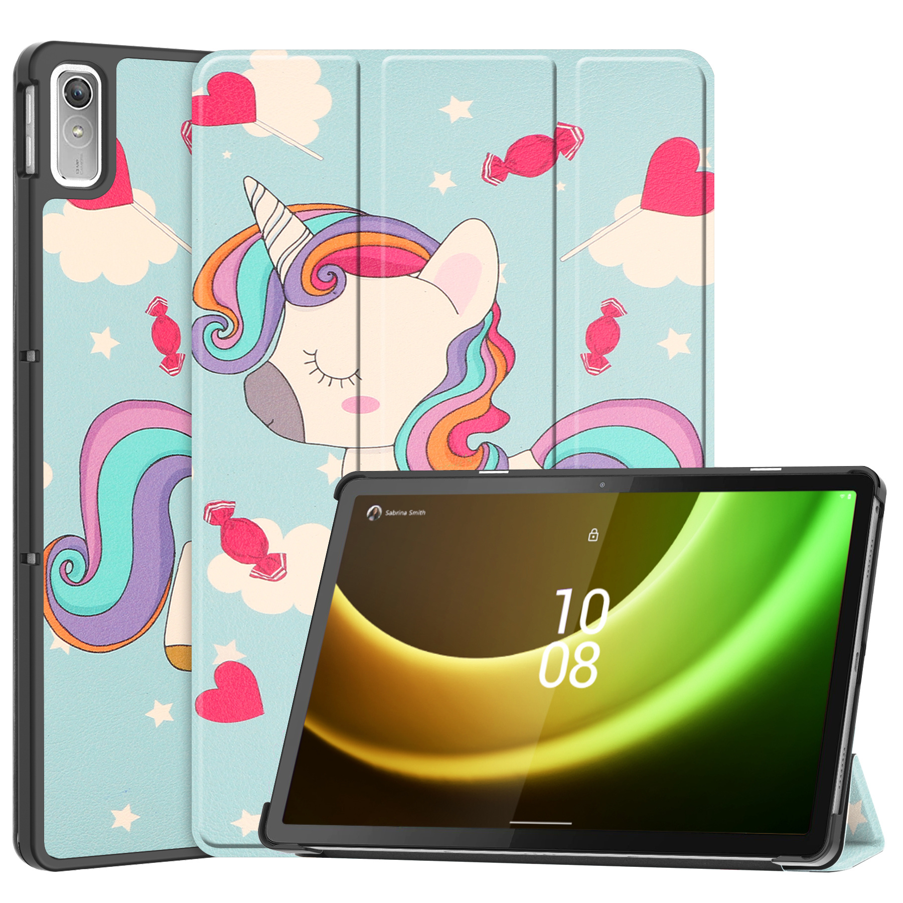 BASEY. Hoesje Geschikt voor Lenovo Tab P11 (2e Gen) Hoes Case Tablet Hoesje Tri-fold - Hoes Geschikt voor Lenovo Tab P11 (2nd Gen) Hoesje Hard Cover Bookcase Hoes - Eenhoorn