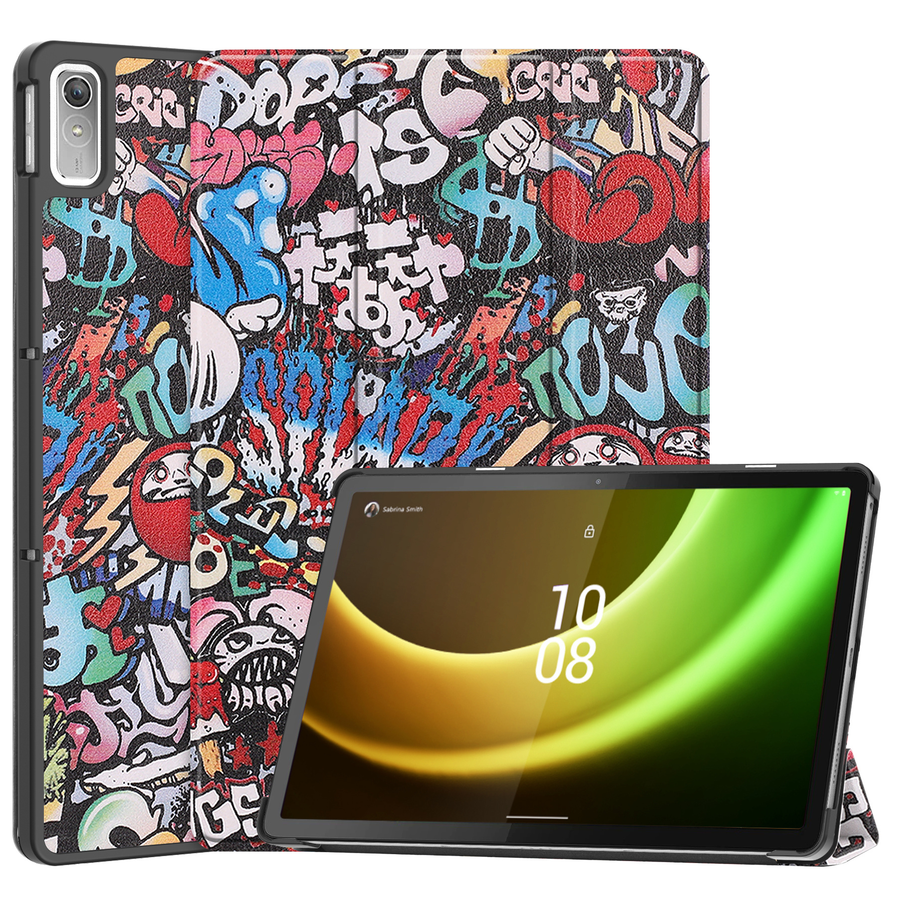 BASEY. Hoesje Geschikt voor Lenovo Tab P11 (2e Gen) Hoes Case Tablet Hoesje Tri-fold - Hoes Geschikt voor Lenovo Tab P11 (2nd Gen) Hoesje Hard Cover Bookcase Hoes - Graffity
