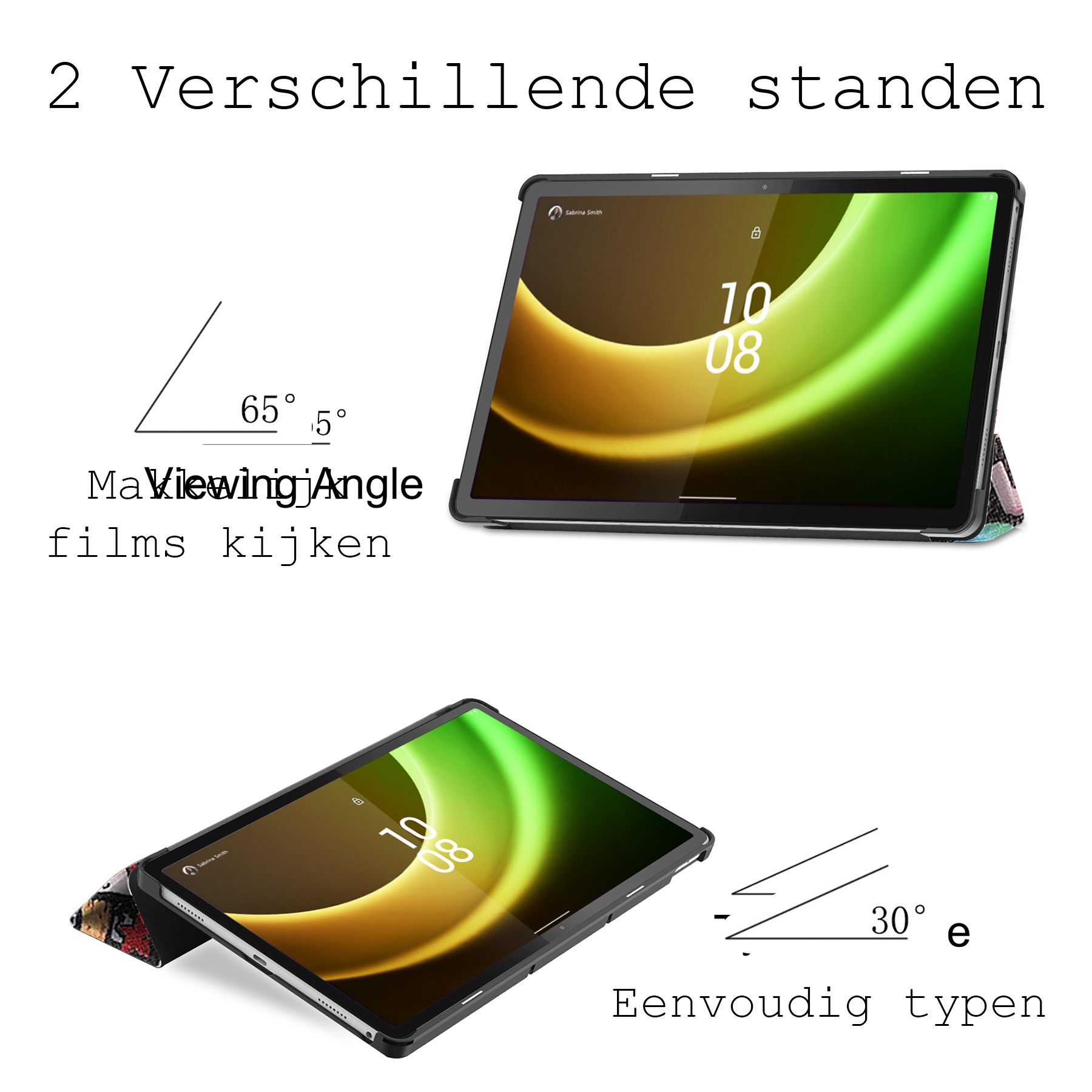 BASEY. Hoesje Geschikt voor Lenovo Tab P11 (2e Gen) Hoes Case Tablet Hoesje Tri-fold - Hoes Geschikt voor Lenovo Tab P11 (2nd Gen) Hoesje Hard Cover Bookcase Hoes - Graffity