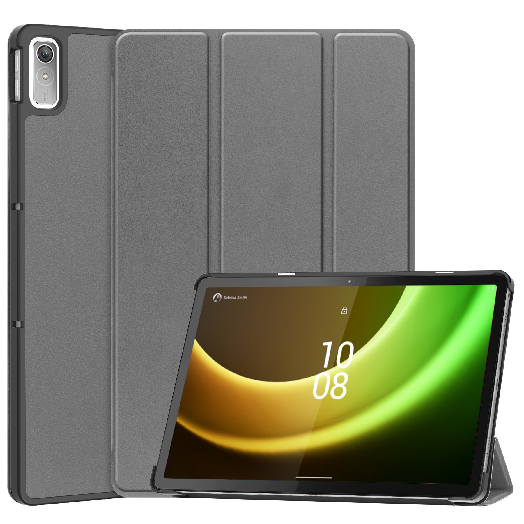 BASEY. Hoesje Geschikt voor Lenovo Tab P11 (2e Gen) Hoes Case Tablet Hoesje Tri-fold - Hoes Geschikt voor Lenovo Tab P11 (2nd Gen) Hoesje Hard Cover Bookcase Hoes - Grijs