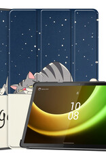 BASEY. Hoesje Geschikt voor Lenovo Tab P11 (2e Gen) Hoes Case Tablet Hoesje Tri-fold - Hoes Geschikt voor Lenovo Tab P11 (2nd Gen) Hoesje Hard Cover Bookcase Hoes - Kat