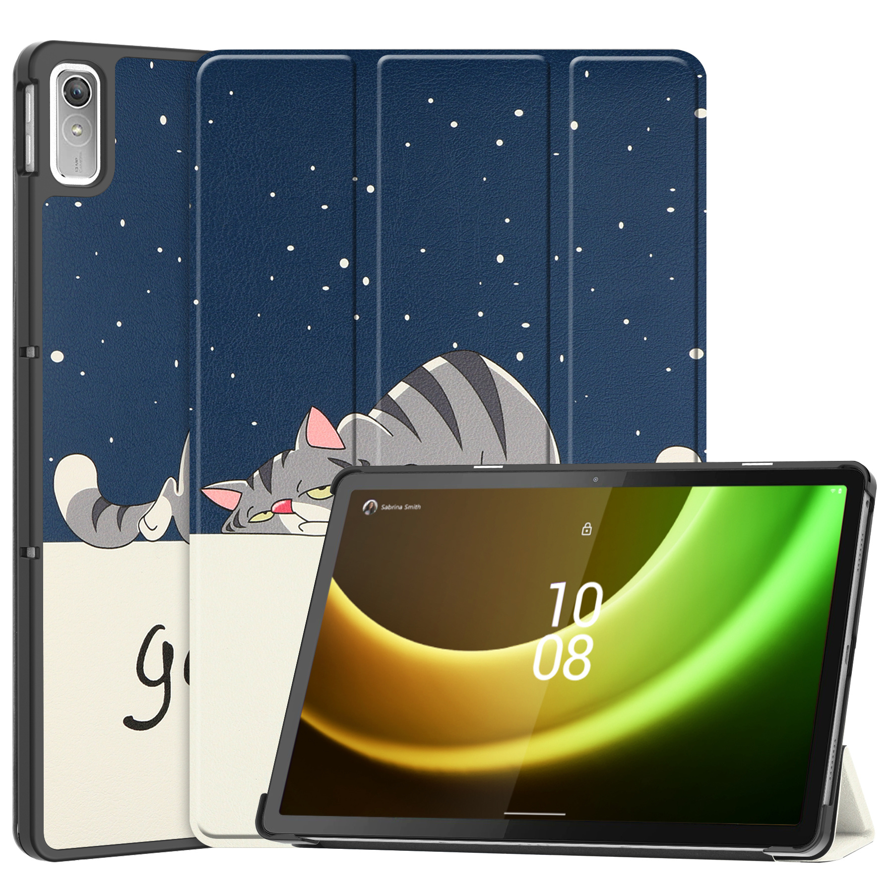 BASEY. Hoesje Geschikt voor Lenovo Tab P11 (2e Gen) Hoes Case Tablet Hoesje Tri-fold - Hoes Geschikt voor Lenovo Tab P11 (2nd Gen) Hoesje Hard Cover Bookcase Hoes - Kat