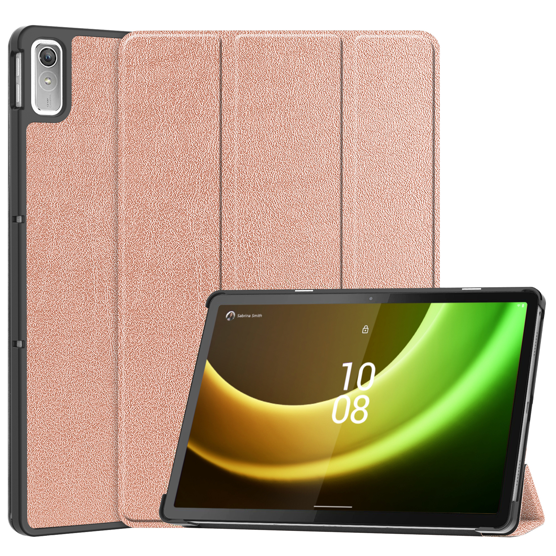 BASEY. Hoesje Geschikt voor Lenovo Tab P11 (2e Gen) Hoes Case Tablet Hoesje Tri-fold - Hoes Geschikt voor Lenovo Tab P11 (2nd Gen) Hoesje Hard Cover Bookcase Hoes - Rosé goud