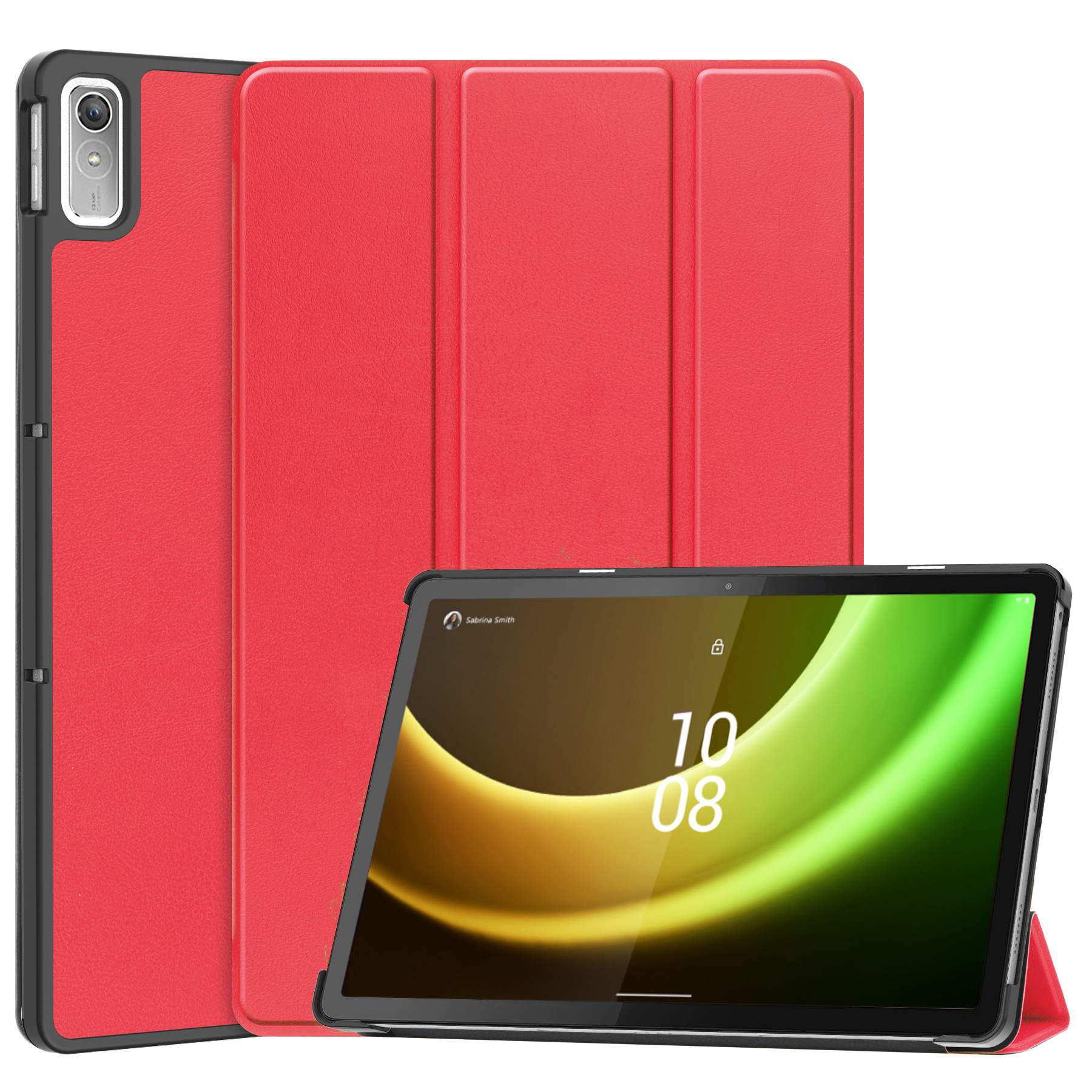 BASEY. Hoesje Geschikt voor Lenovo Tab P11 (2e Gen) Hoes Case Tablet Hoesje Tri-fold - Hoes Geschikt voor Lenovo Tab P11 (2nd Gen) Hoesje Hard Cover Bookcase Hoes - Rood