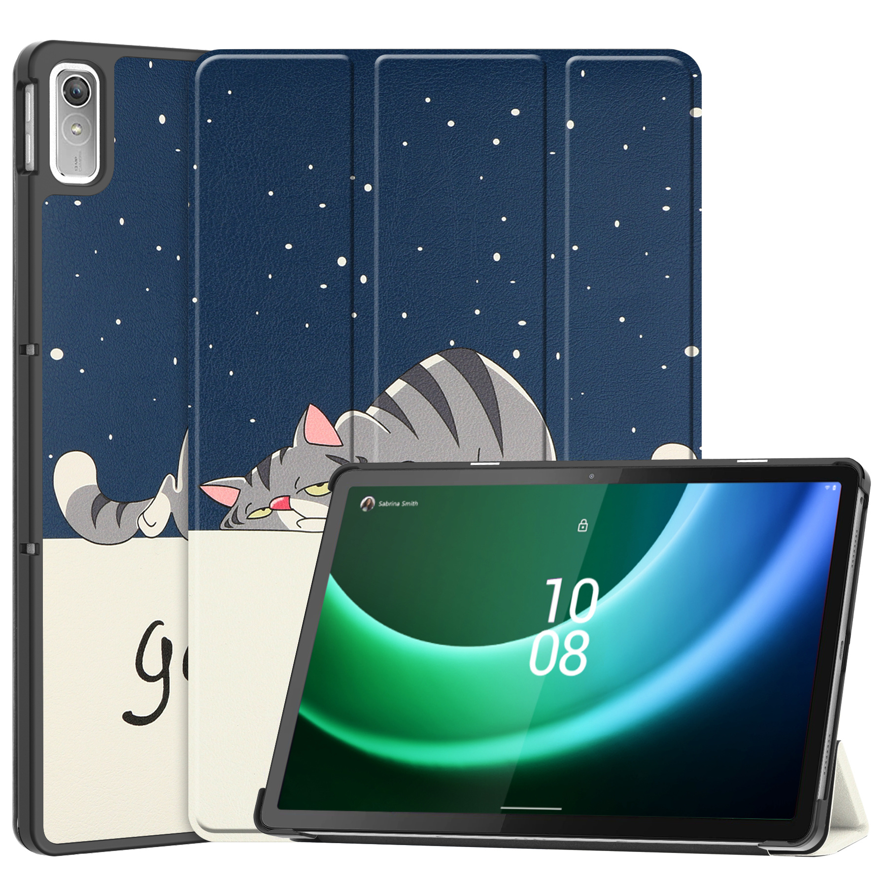 Nomfy Hoes Geschikt voor Lenovo Tab P11 (2e Gen) Hoes Tri-fold Tablet Hoesje Case - Hoesje Geschikt voor Lenovo Tab P11 (2nd Gen) Hoesje Hardcover Bookcase - Kat