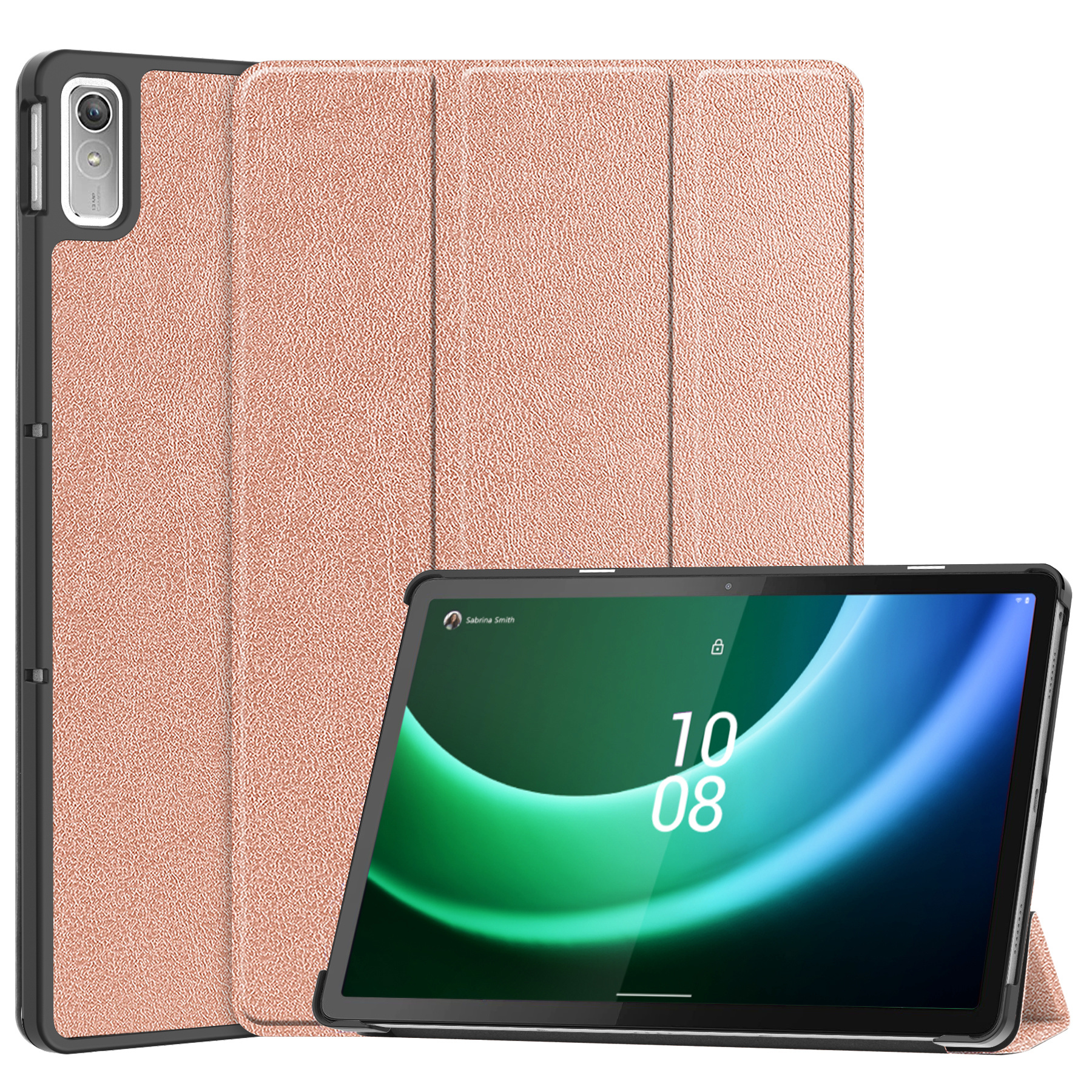 Nomfy Hoes Geschikt voor Lenovo Tab P11 (2e Gen) Hoes Tri-fold Tablet Hoesje Case - Hoesje Geschikt voor Lenovo Tab P11 (2nd Gen) Hoesje Hardcover Bookcase - Rosé goud
