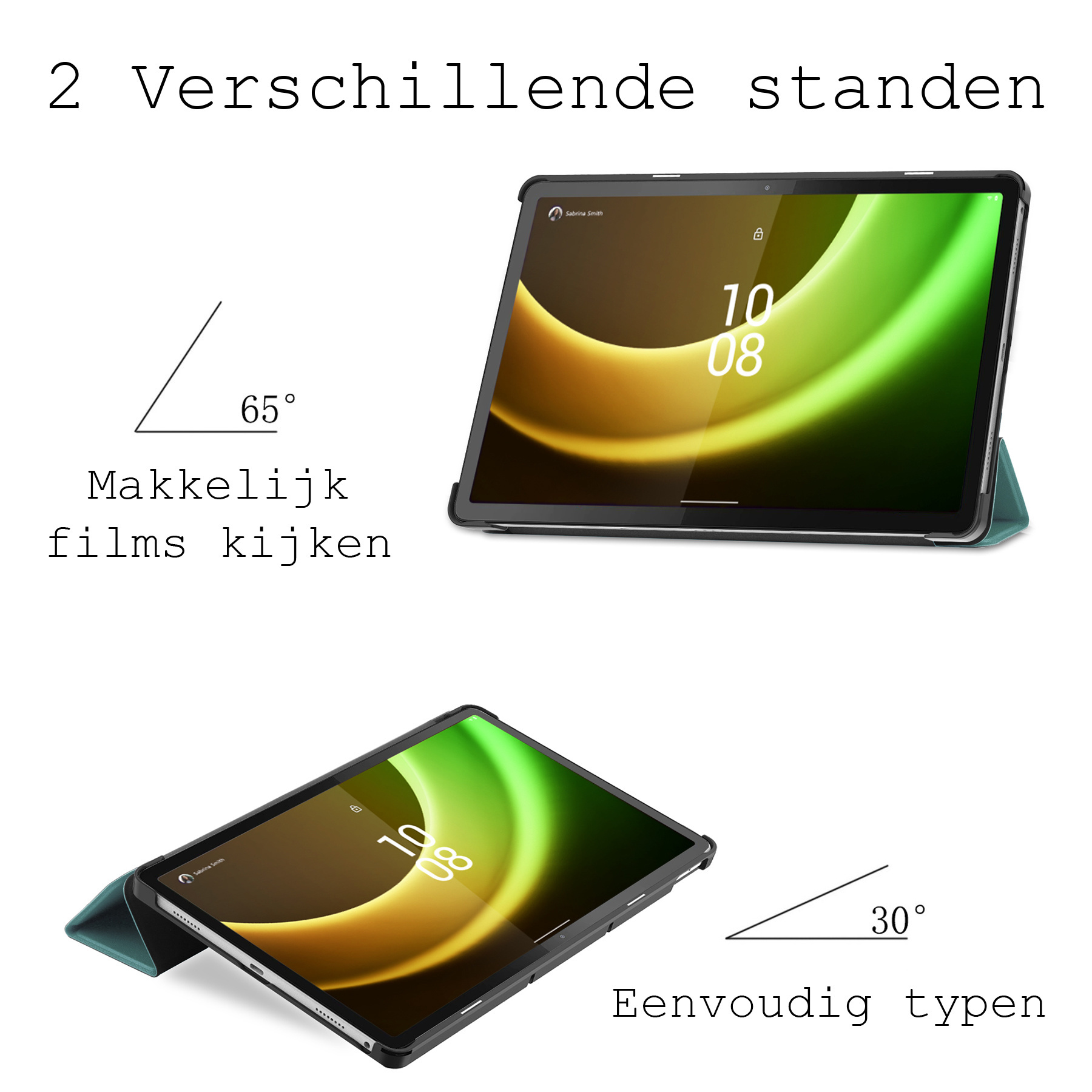 BASEY. Hoesje Geschikt voor Lenovo Tab P11 (2e Gen) Hoes Case Tablet Hoesje Tri-fold Met Screenprotector - Hoes Geschikt voor Lenovo Tab P11 (2nd Gen) Hoesje Hard Cover Bookcase Hoes - Donkergroen