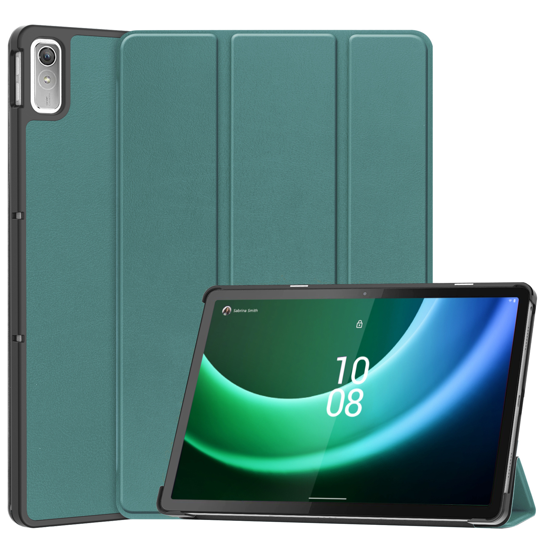 Nomfy Hoes Geschikt voor Lenovo Tab P11 (2e Gen) Hoes Tri-fold Tablet Hoesje Case Met Screenprotector - Hoesje Geschikt voor Lenovo Tab P11 (2nd Gen) Hoesje Hardcover Bookcase - Donkergroen