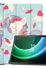 Nomfy Hoes Geschikt voor Lenovo Tab P11 (2e Gen) Hoes Tri-fold Tablet Hoesje Case Met Screenprotector - Hoesje Geschikt voor Lenovo Tab P11 (2nd Gen) Hoesje Hardcover Bookcase - Eenhoorn