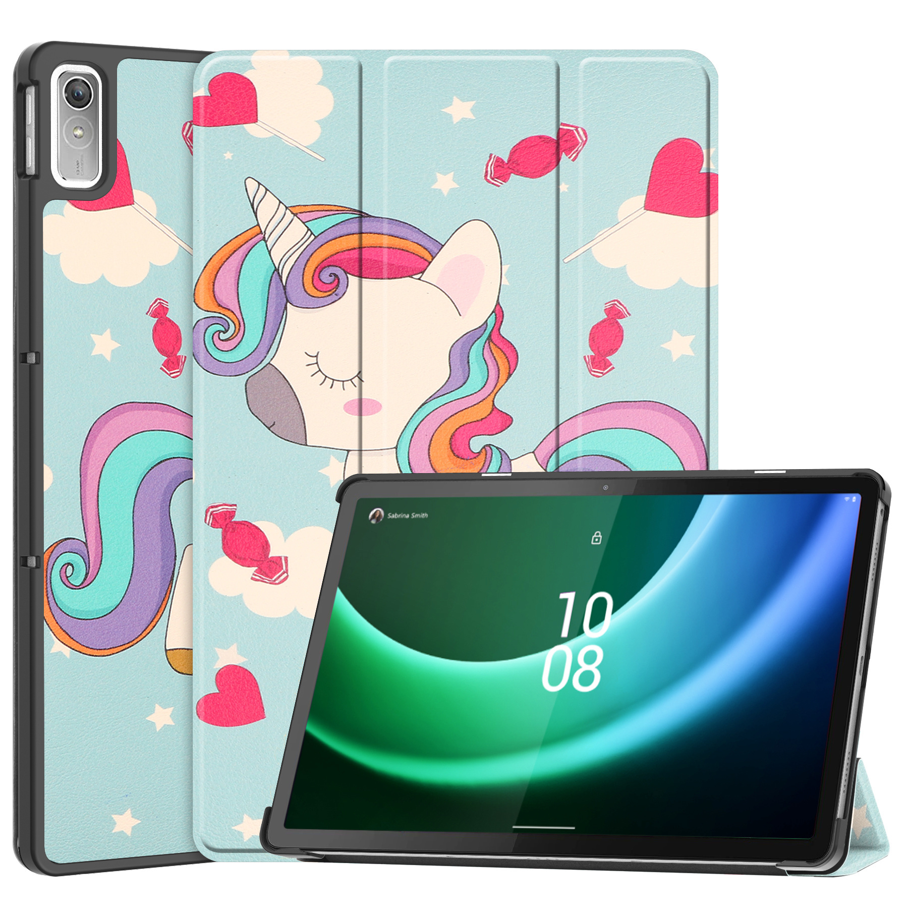 Nomfy Hoes Geschikt voor Lenovo Tab P11 (2e Gen) Hoes Tri-fold Tablet Hoesje Case Met Screenprotector - Hoesje Geschikt voor Lenovo Tab P11 (2nd Gen) Hoesje Hardcover Bookcase - Eenhoorn