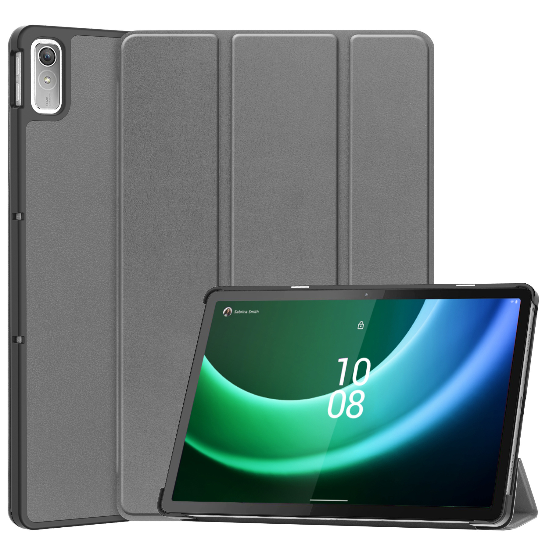 Nomfy Hoes Geschikt voor Lenovo Tab P11 (2e Gen) Hoes Tri-fold Tablet Hoesje Case Met Screenprotector - Hoesje Geschikt voor Lenovo Tab P11 (2nd Gen) Hoesje Hardcover Bookcase - Grijs