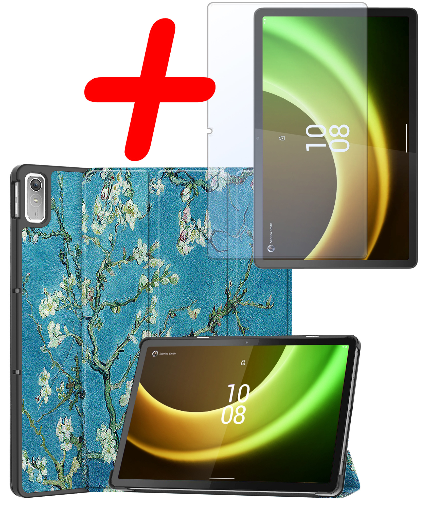 BASEY. Hoesje Geschikt voor Lenovo Tab P11 (2e Gen) Hoes Case Tablet Hoesje Tri-fold Met Screenprotector - Hoes Geschikt voor Lenovo Tab P11 (2nd Gen) Hoesje Hard Cover Bookcase Hoes - Bloesem