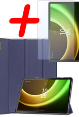 BASEY. Hoesje Geschikt voor Lenovo Tab P11 (2e Gen) Hoes Case Tablet Hoesje Tri-fold Met Screenprotector - Hoes Geschikt voor Lenovo Tab P11 (2nd Gen) Hoesje Hard Cover Bookcase Hoes - Donkerblauw