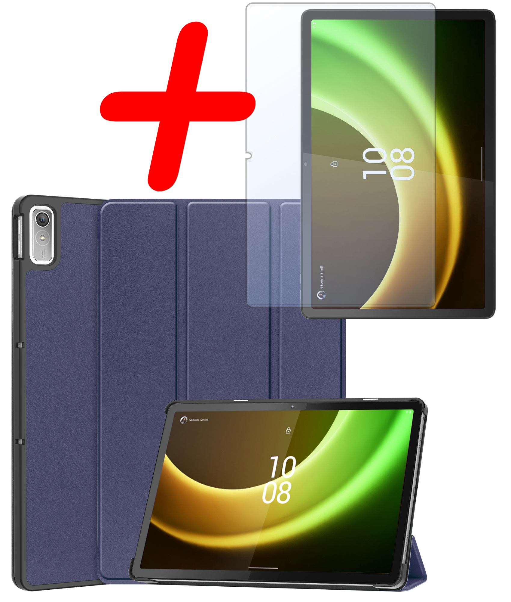 BASEY. Hoesje Geschikt voor Lenovo Tab P11 (2e Gen) Hoes Case Tablet Hoesje Tri-fold Met Screenprotector - Hoes Geschikt voor Lenovo Tab P11 (2nd Gen) Hoesje Hard Cover Bookcase Hoes - Donkerblauw