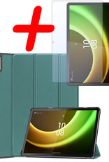 BASEY. Hoesje Geschikt voor Lenovo Tab P11 (2e Gen) Hoes Case Tablet Hoesje Tri-fold Met Screenprotector - Hoes Geschikt voor Lenovo Tab P11 (2nd Gen) Hoesje Hard Cover Bookcase Hoes - Donkergroen