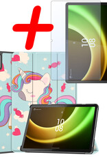BASEY. Hoesje Geschikt voor Lenovo Tab P11 (2e Gen) Hoes Case Tablet Hoesje Tri-fold Met Screenprotector - Hoes Geschikt voor Lenovo Tab P11 (2nd Gen) Hoesje Hard Cover Bookcase Hoes - Eenhoorn