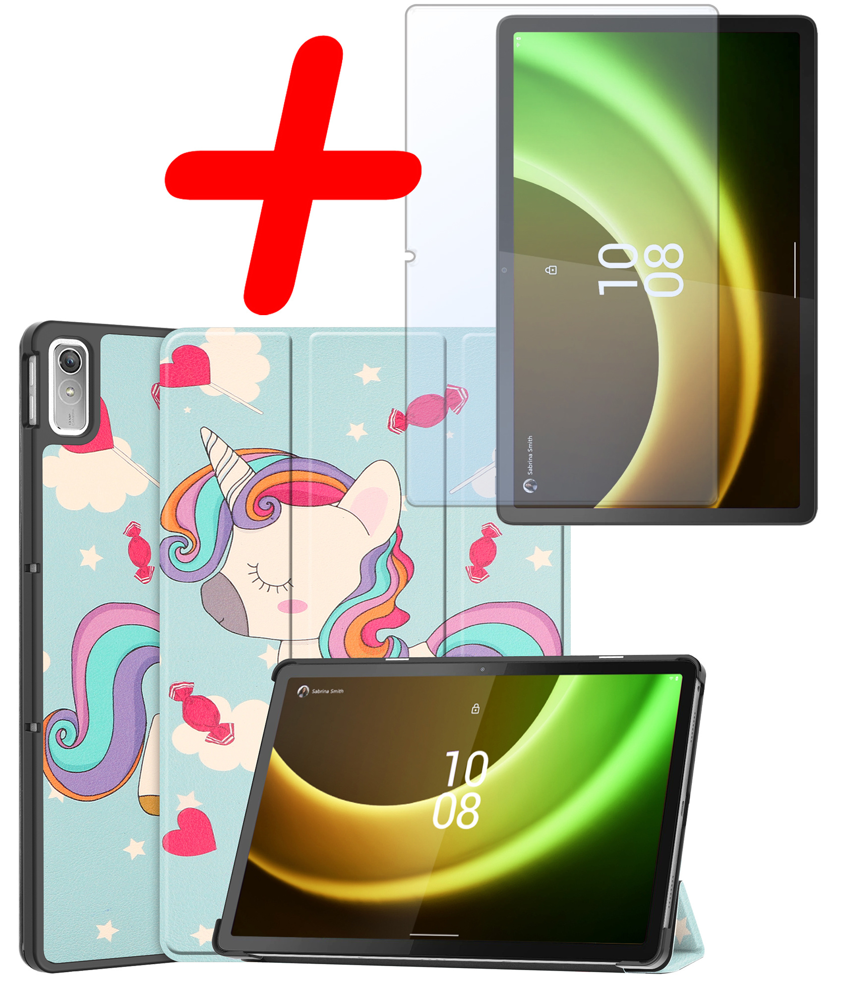BASEY. Hoesje Geschikt voor Lenovo Tab P11 (2e Gen) Hoes Case Tablet Hoesje Tri-fold Met Screenprotector - Hoes Geschikt voor Lenovo Tab P11 (2nd Gen) Hoesje Hard Cover Bookcase Hoes - Eenhoorn