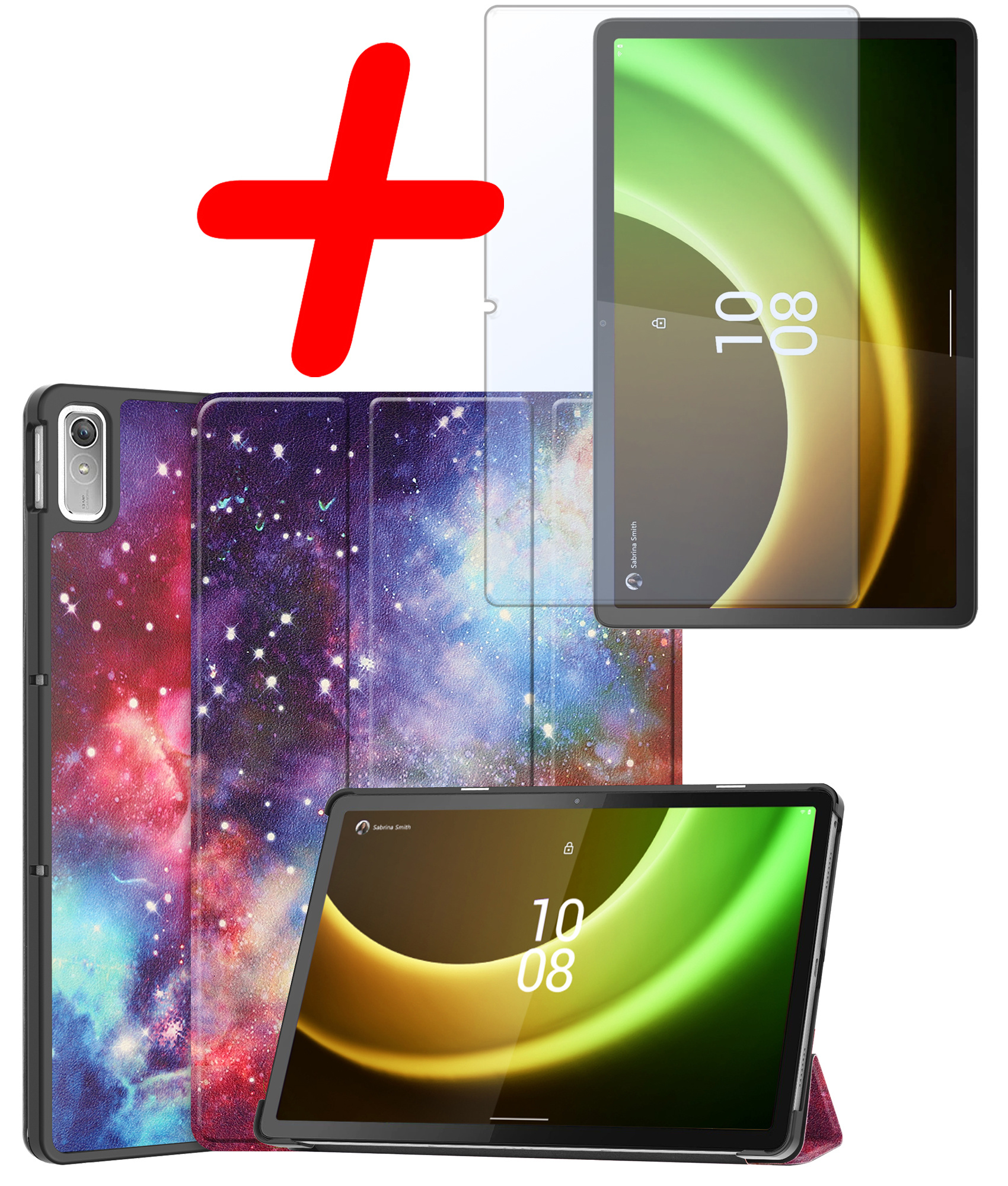 BASEY. Hoesje Geschikt voor Lenovo Tab P11 (2e Gen) Hoes Case Tablet Hoesje Tri-fold Met Screenprotector - Hoes Geschikt voor Lenovo Tab P11 (2nd Gen) Hoesje Hard Cover Bookcase Hoes - Galaxy