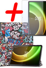 BASEY. Hoesje Geschikt voor Lenovo Tab P11 (2e Gen) Hoes Case Tablet Hoesje Tri-fold Met Screenprotector - Hoes Geschikt voor Lenovo Tab P11 (2nd Gen) Hoesje Hard Cover Bookcase Hoes - Graffity