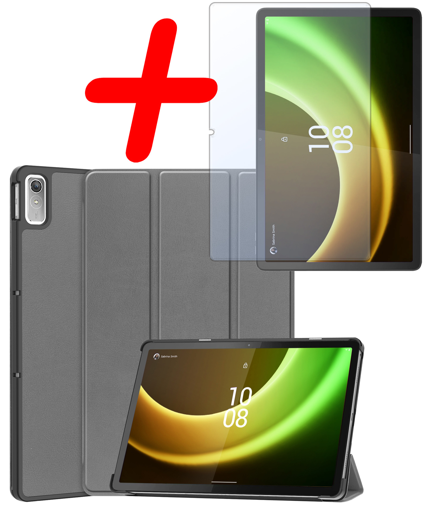 BASEY. Hoesje Geschikt voor Lenovo Tab P11 (2e Gen) Hoes Case Tablet Hoesje Tri-fold Met Screenprotector - Hoes Geschikt voor Lenovo Tab P11 (2nd Gen) Hoesje Hard Cover Bookcase Hoes - Grijs