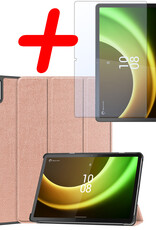 BASEY. Hoesje Geschikt voor Lenovo Tab P11 (2e Gen) Hoes Case Tablet Hoesje Tri-fold Met Screenprotector - Hoes Geschikt voor Lenovo Tab P11 (2nd Gen) Hoesje Hard Cover Bookcase Hoes - Rosé goud