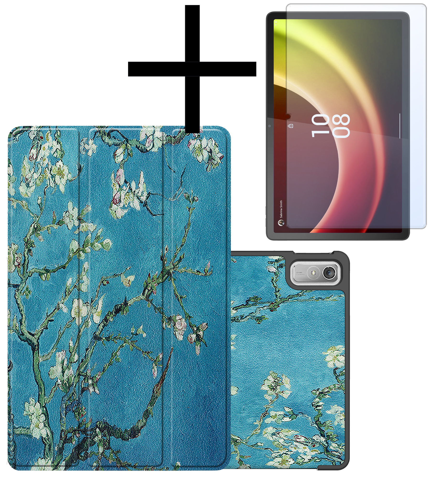 NoXx Hoesje Geschikt voor Lenovo Tab P11 (2e Gen) Hoesje Case Hard Cover Hoes Book Case Met Screenprotector - Bloesem