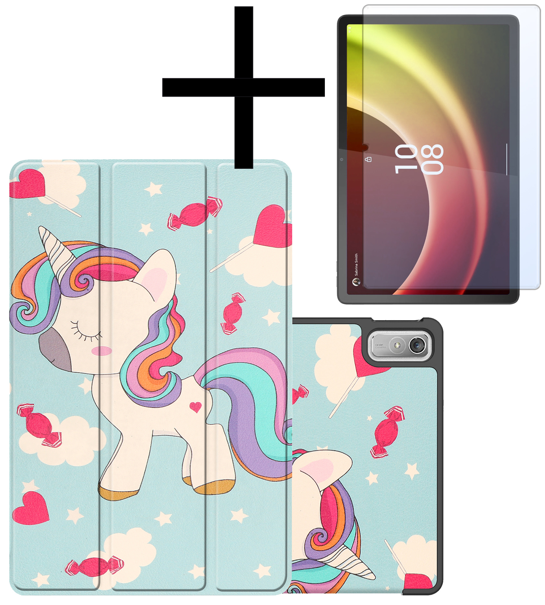 NoXx Hoesje Geschikt voor Lenovo Tab P11 (2e Gen) Hoesje Case Hard Cover Hoes Book Case Met Screenprotector - Eenhoorn