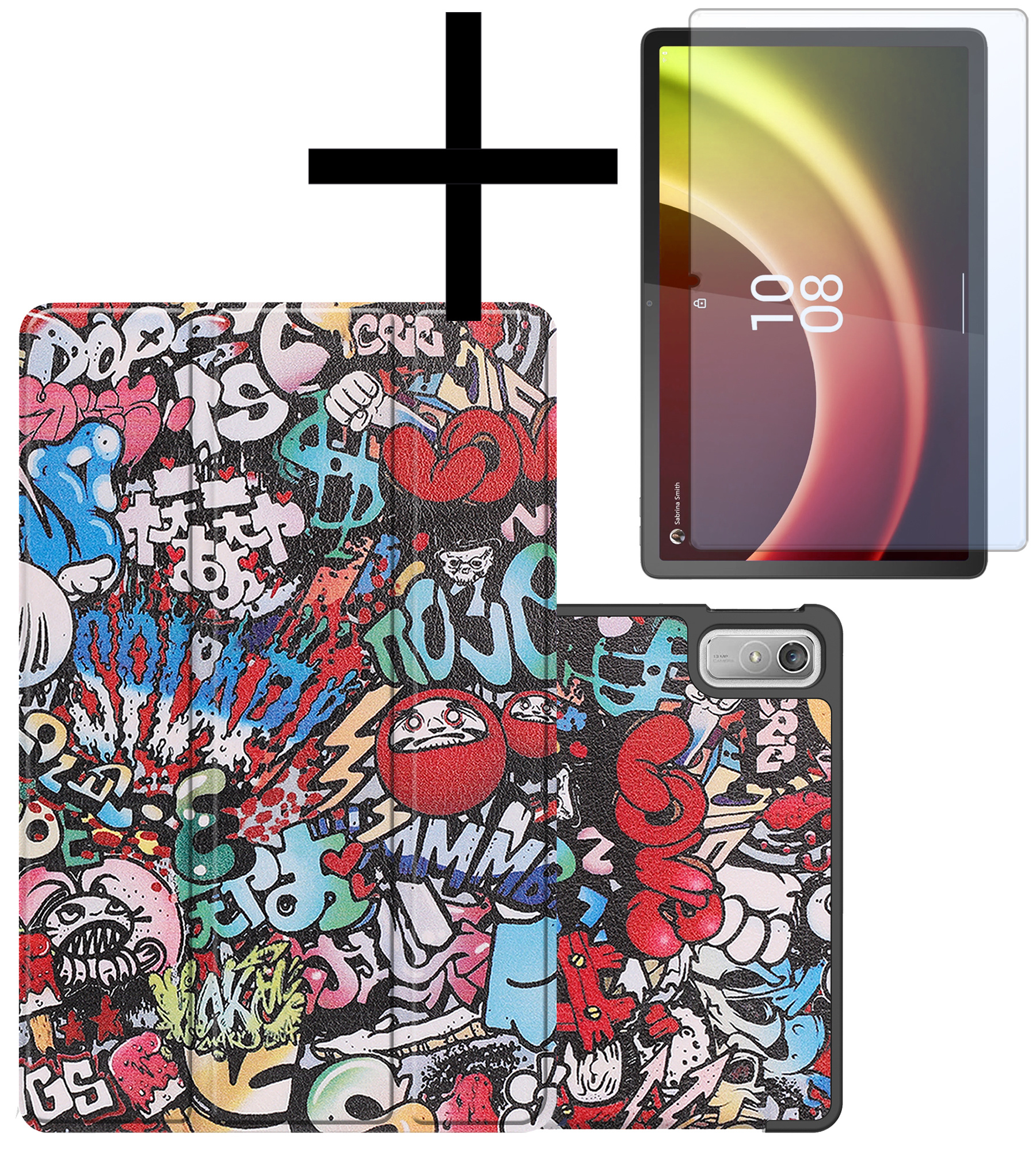 NoXx Hoesje Geschikt voor Lenovo Tab P11 (2e Gen) Hoesje Case Hard Cover Hoes Book Case Met Screenprotector - Graffity