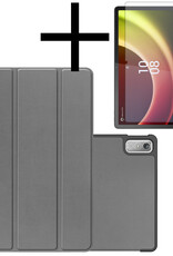 Lenovo Tab P11 (2e Gen) Hoesje Met Screenprotector Book Case Cover Met Screen Protector - Grijs
