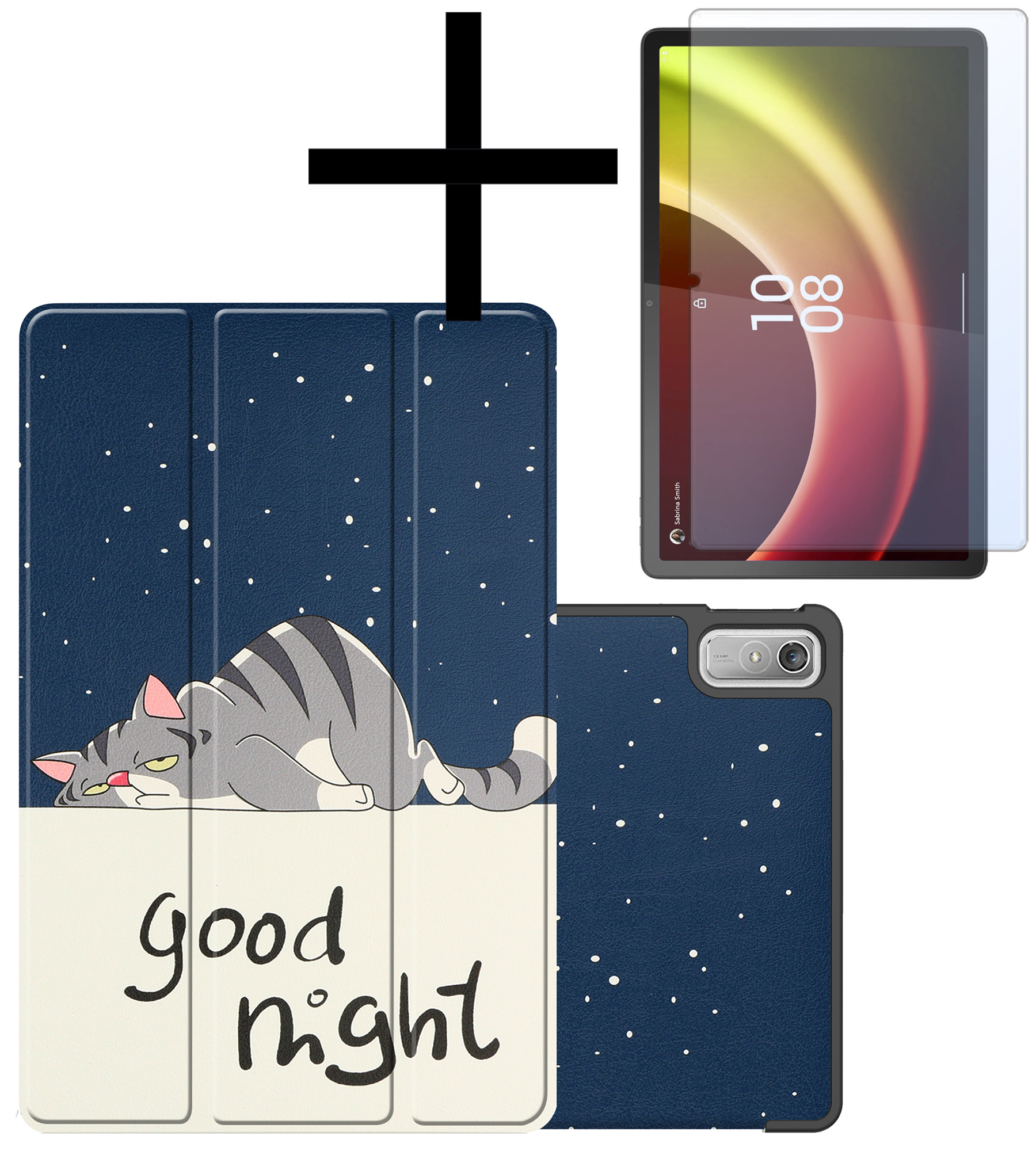 NoXx Hoesje Geschikt voor Lenovo Tab P11 (2e Gen) Hoesje Case Hard Cover Hoes Book Case Met Screenprotector - Kat